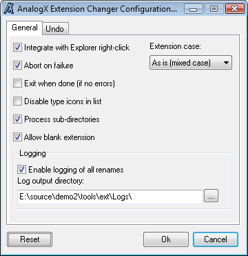 Configuration dialog