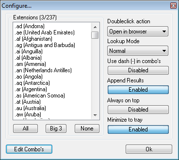 Configuration dialog